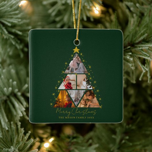 6 Foto Boom Vorm Kerst herinnering Keramisch Ornament