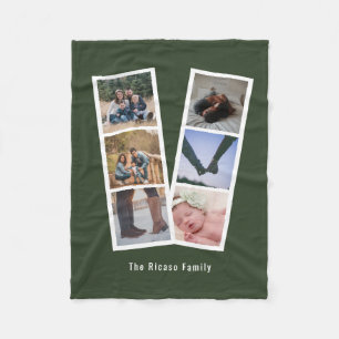 6 Foto Booth Style Personated Army Green Fleece Deken