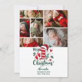 6 Foto Candy Cane Baby 1e kerst Feestdagenkaart (Voorkant)