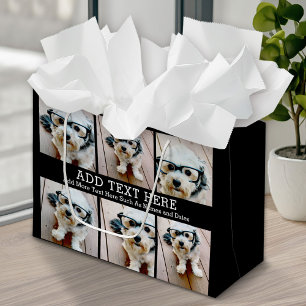 6 Foto collage 2 lijnen tekst — KAN Zwart bewerken Groot Cadeauzakje