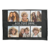 6 Foto collage 2 lijnen tekst — KAN Zwart bewerken Kussensloop (Voorkant)