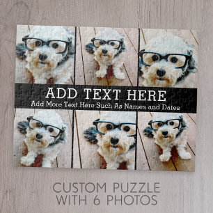 6 Foto collage 2 lijnen tekst — KAN Zwart bewerken Legpuzzel