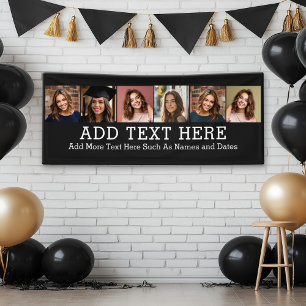 6 Foto collage 2 lijnen tekst — KAN Zwart bewerken Spandoek