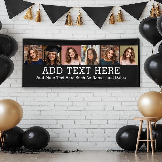 6 Foto collage 2 lijnen tekst — KAN Zwart bewerken Spandoek