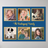 6 Foto Collage Aangepast Tekst Blauw Goud Folie Afdrukken (Voorkant)