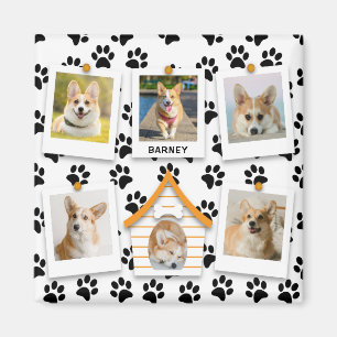 6 Foto Collage Add Name Dog House Paw Prins Magneet