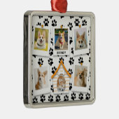 6 Foto Collage Add Name Dog House Paw Prins Metalen Ornament (Rechts)