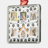 6 Foto Collage Add Name Dog House Paw Prins Metalen Ornament (Links)