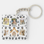6 Foto Collage Add Name Dog House Paw Prins Sleutelhanger (Achterkant)
