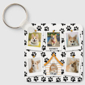 6 Foto Collage Add Name Dog House Paw Prins Sleutelhanger (Voorkant)