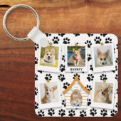 6 Foto Collage Add Name Dog House Paw Prins Sleutelhanger (Voorkant)
