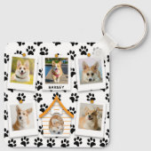6 Foto Collage Add Name Dog House Paw Prins Sleutelhanger (Achterkant)