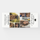 6 Foto Collage Afstuderen Modern Minimaal Wit Spandoek (Horizontaal)