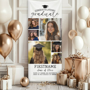 6 Foto Collage Afstuderen Modern Minimaal Wit Spandoek