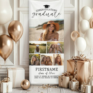 6 Foto Collage Afstuderen Modern Minimaal Wit Spandoek