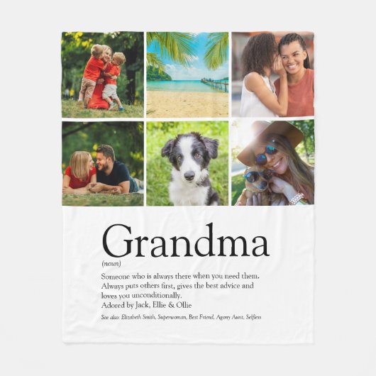 6 Foto Collage Beste Oma, Oma Definitie Fleece Deken (Voorkant)