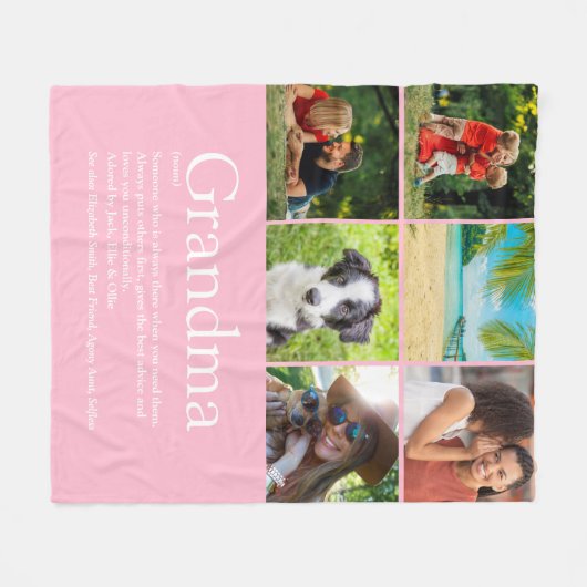 6 Foto Collage Beste Oma, Oma Definitie Fleece Deken (Voorkant (Horizontaal))