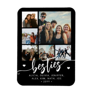 6 foto collage beste vriendinnen zwart-wit schrift magneet