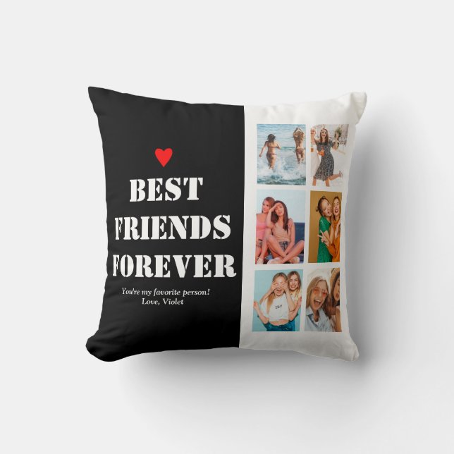 6 Foto collage BFF Birthday Giften Unieke Cute Kussen (Voorkant)