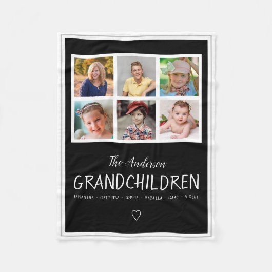 6 Foto Collage Black Grandouders Fleece Deken (Voorkant)