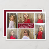 6-Foto Collage Burgundy Custom Afstuderen Kaart (Voorkant / Achterkant)