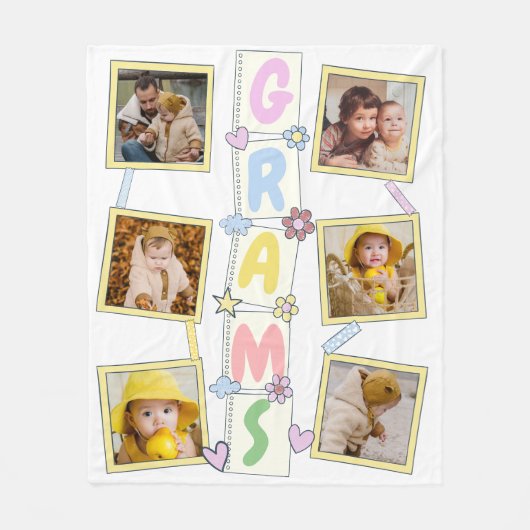 6 Foto Collage Cute Baby Pink Blue Granny Fleece Deken (Voorkant)