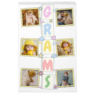 6 Foto Collage Cute Baby Pink Blue Granny Kalender