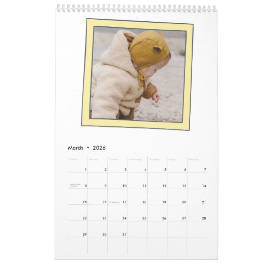 6 Foto Collage Cute Baby Pink Blue Granny Kalender (Mar 2026)