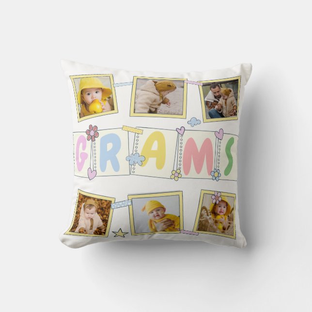 6 Foto Collage Cute Baby Pink Blue Granny Kussen (Voorkant)