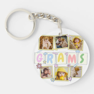 6 Foto Collage Cute Baby Pink Blue Granny Sleutelhanger