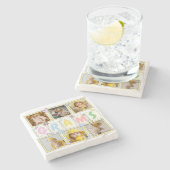 6 Foto Collage Cute Baby Pink Blue Granny Stenen Onderzetter (Zijkant)