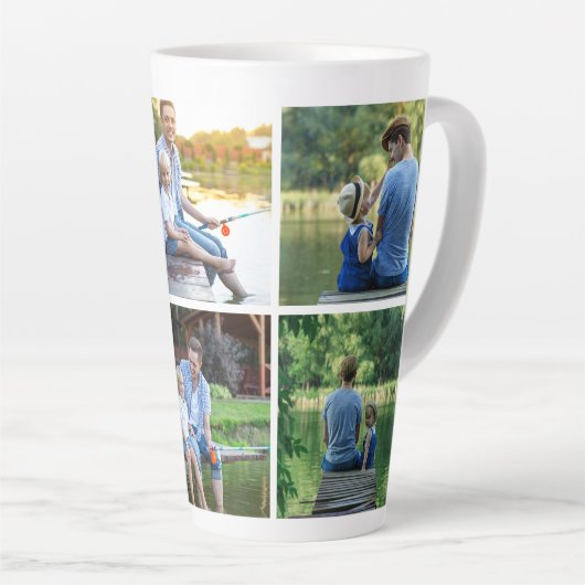 6 Foto Collage Dad Father Keepslag Latte Mok (Rechterhoek)