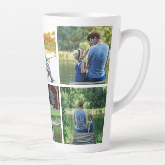 6 Foto Collage Dad Father Keepslag Latte Mok (Rechts)