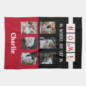 6 foto collage dierenvriend zwart rood theedoek (Horizontaal)