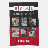 6 foto collage dierenvriend zwart rood theedoek (Verticaal)