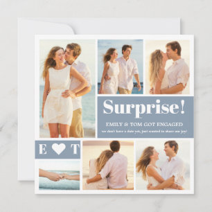 6 Foto Collage Dusty Blue Verloving Aankondiging