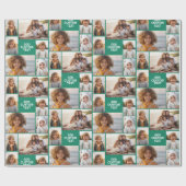 6 foto collage - effen kleur - witte dikke tekst cadeaupapier (Vlak)