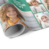 6 foto collage - effen kleur - witte dikke tekst cadeaupapier (Rol Hoek)