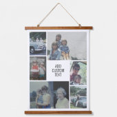 6 Foto collage - Familietekst in het midden - wit Hangend Wandkleed (Voorkant)