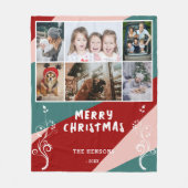 6 Foto Collage Foliage Colorful Kerstfamilie Fleece Deken (Voorkant)