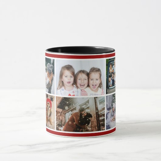 6 Foto Collage Foliage Red Kerstfamilie Mok (Midden)