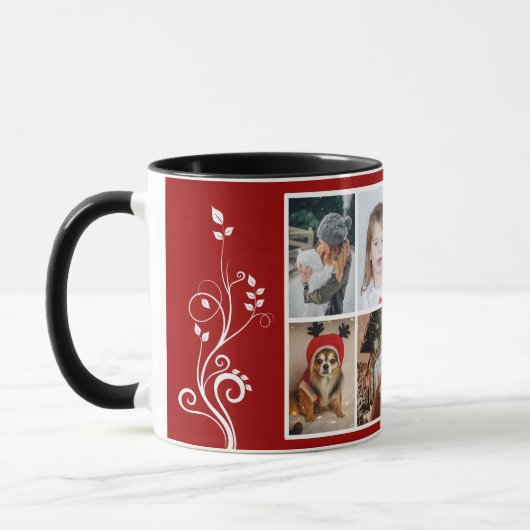 6 Foto Collage Foliage Red Kerstfamilie Mok (Links)