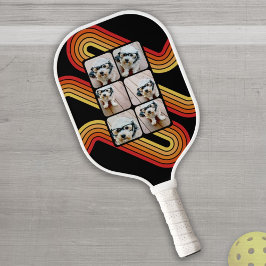 6 Foto-Collage Funky Line Art Black Sunset Colors Pickleball Paddle