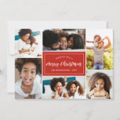 6 Foto Collage | Green Play Back Feestdagenkaart (Voorkant)