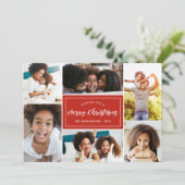 6 Foto Collage | Green Play Back Feestdagenkaart (Staand voorkant)