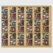 6 Foto Collage - Grote vrolijke kerstscriptie Goud Cadeaupapier (Vlak)