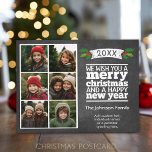 6 Foto-collage - kerstbord Feestdagenkaart<br><div class="desc">Een trendy en griet met een afbeelding collage van 6 foto's.</div>