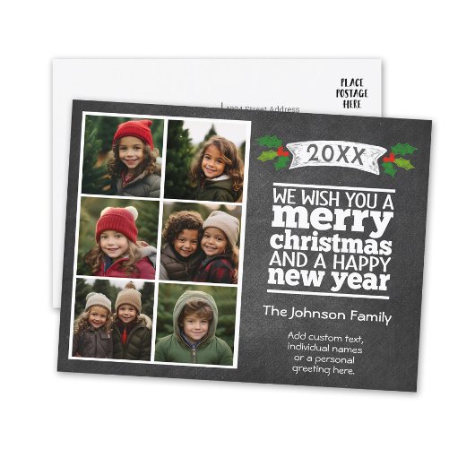6 Foto-collage - kerstbord Feestdagenkaart