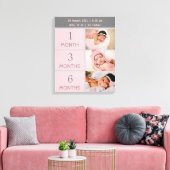 6 foto collage kwekerij pasgeboren baby maand deta canvas afdruk (Insitu (Woonkamer))