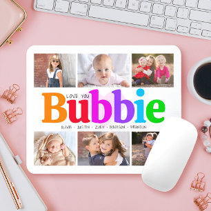 6 Foto Collage Love You Bubbie Kleurrijk Modern Muismat